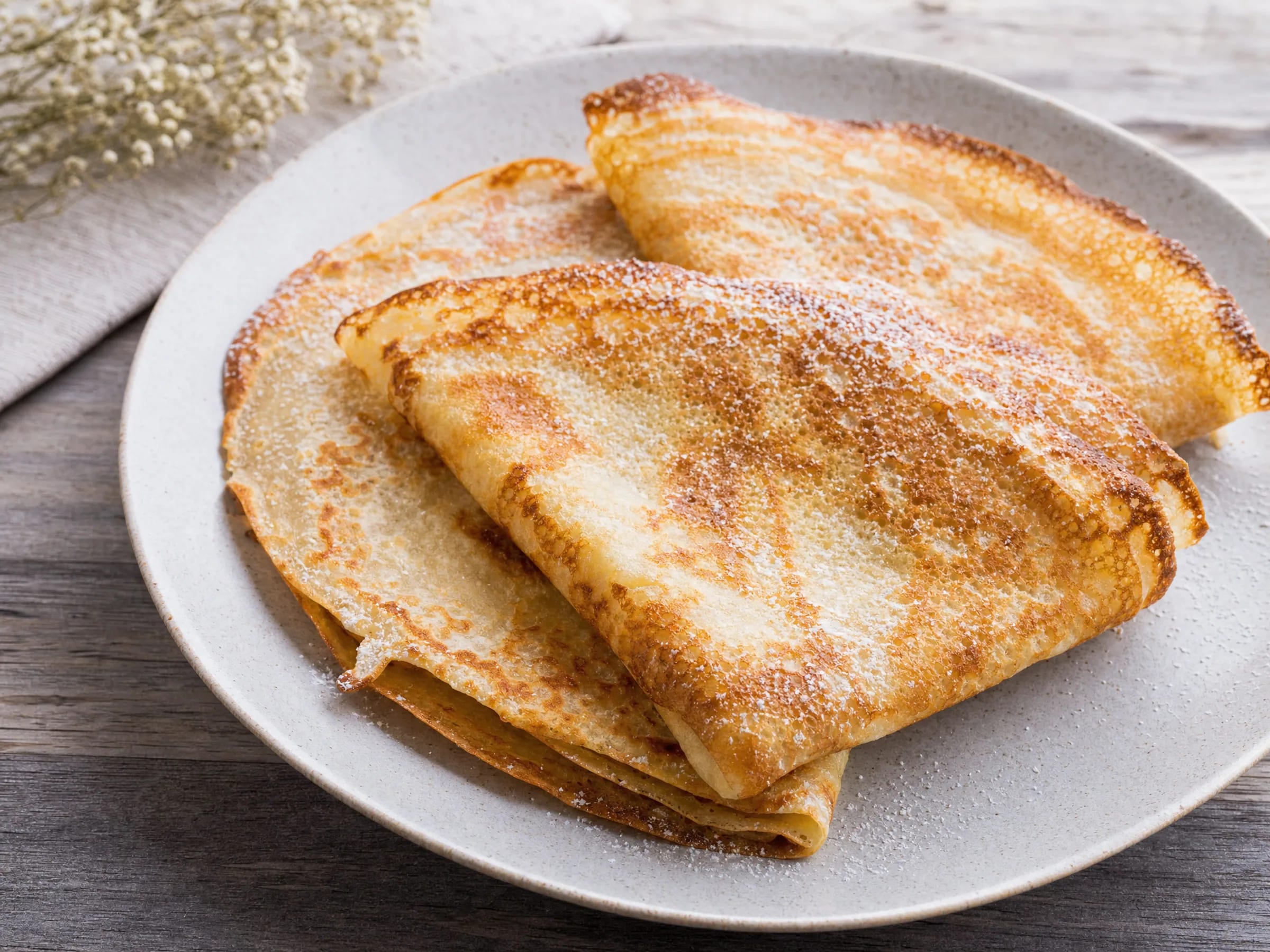 Pfannkuchen ohne Ei und Milch Rezeptfoto Pfannkuchen ohne Ei und Milch fertig angerichtet