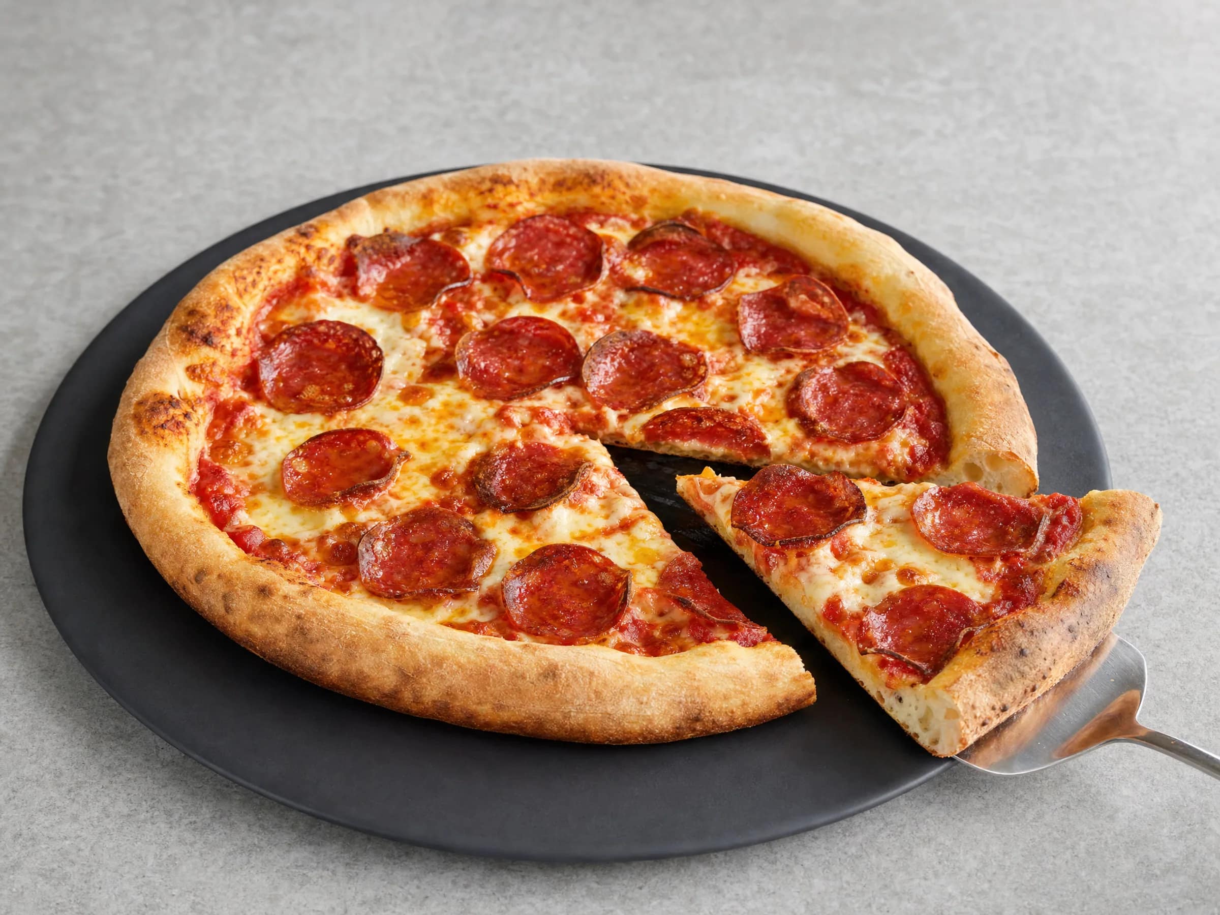 Pizza Salami mit luftigem Rand