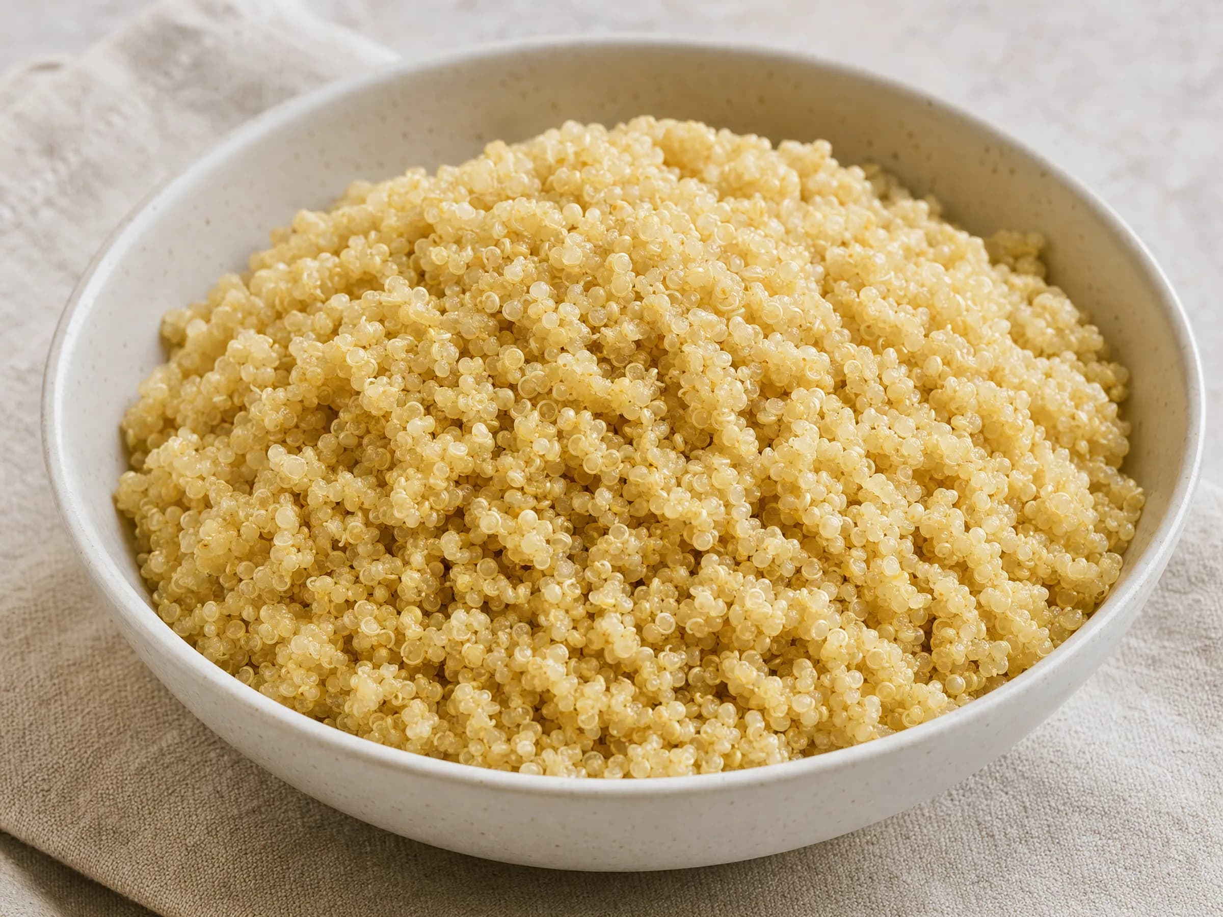 Quinoa kochen: Wasserverhältnis, Garzeit und Ruhephase Rezeptfoto Quinoa kochen: Wasserverhältnis, Garzeit und Ruhephase fertig angerichtet