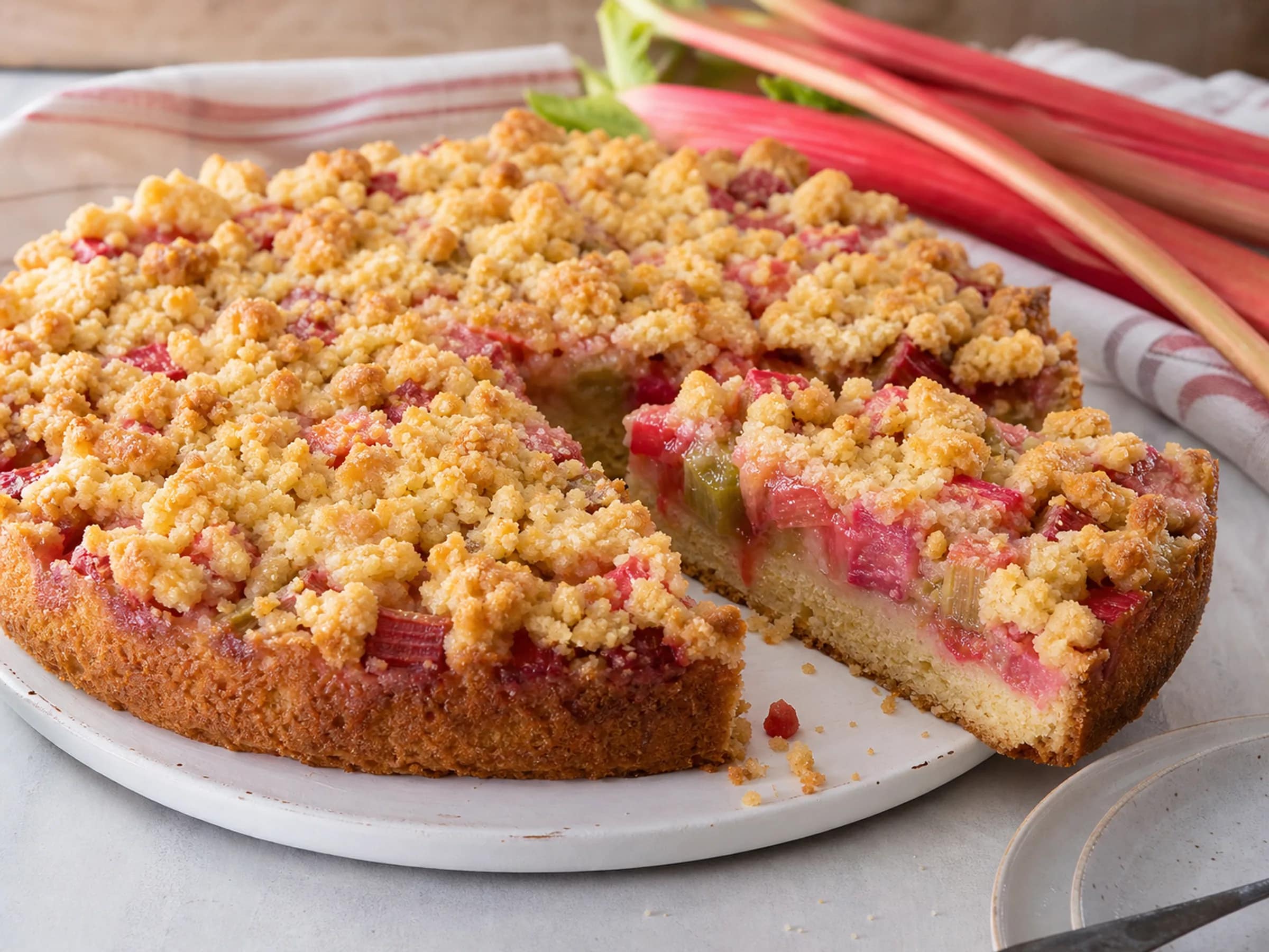 Rhabarber-Streuselkuchen mit Butterstreuseln