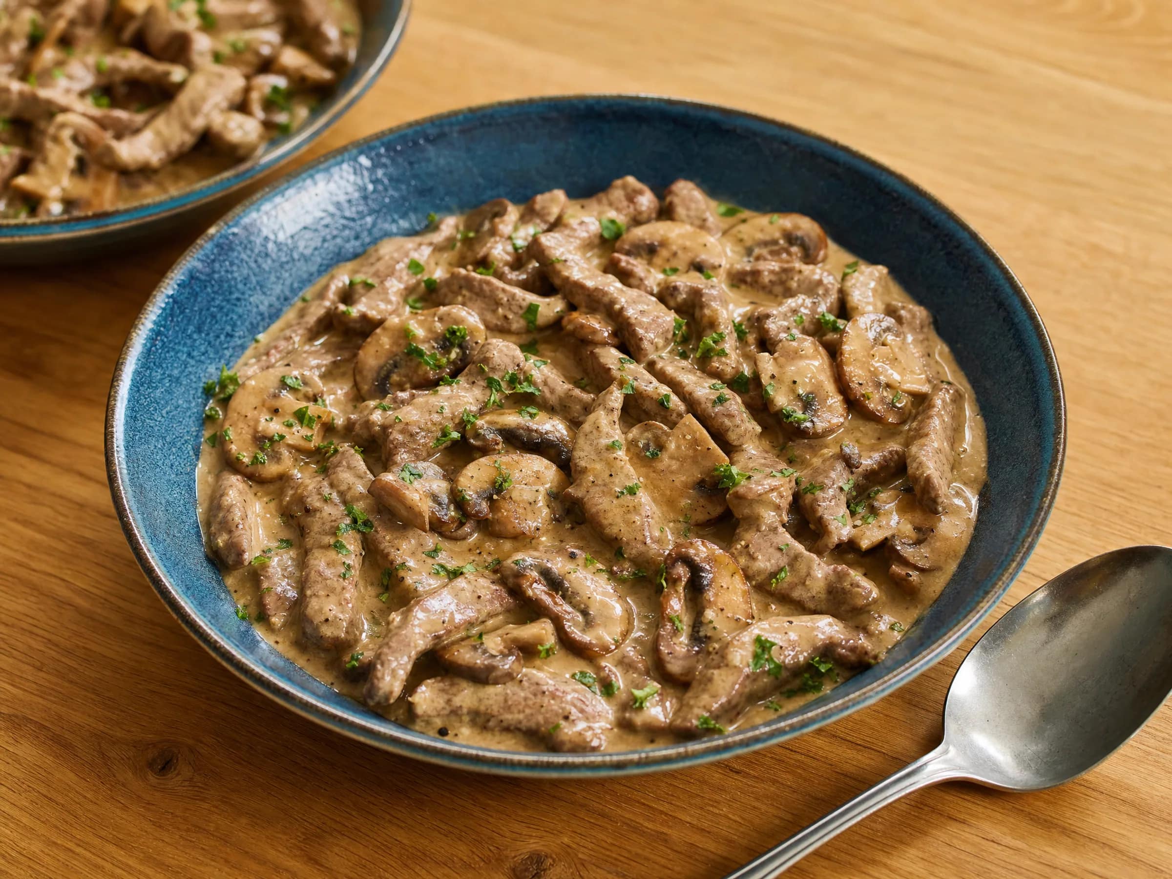 Rindergeschnetzeltes mit Champignon-Rahmsoße