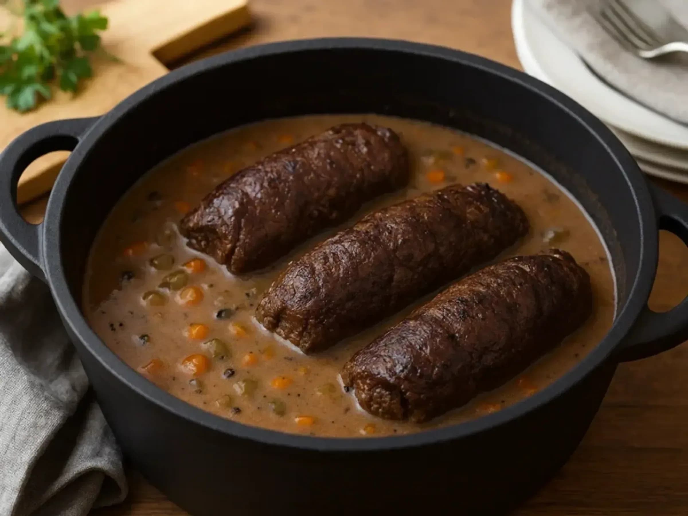 Zart geschmorte Rinderrouladen