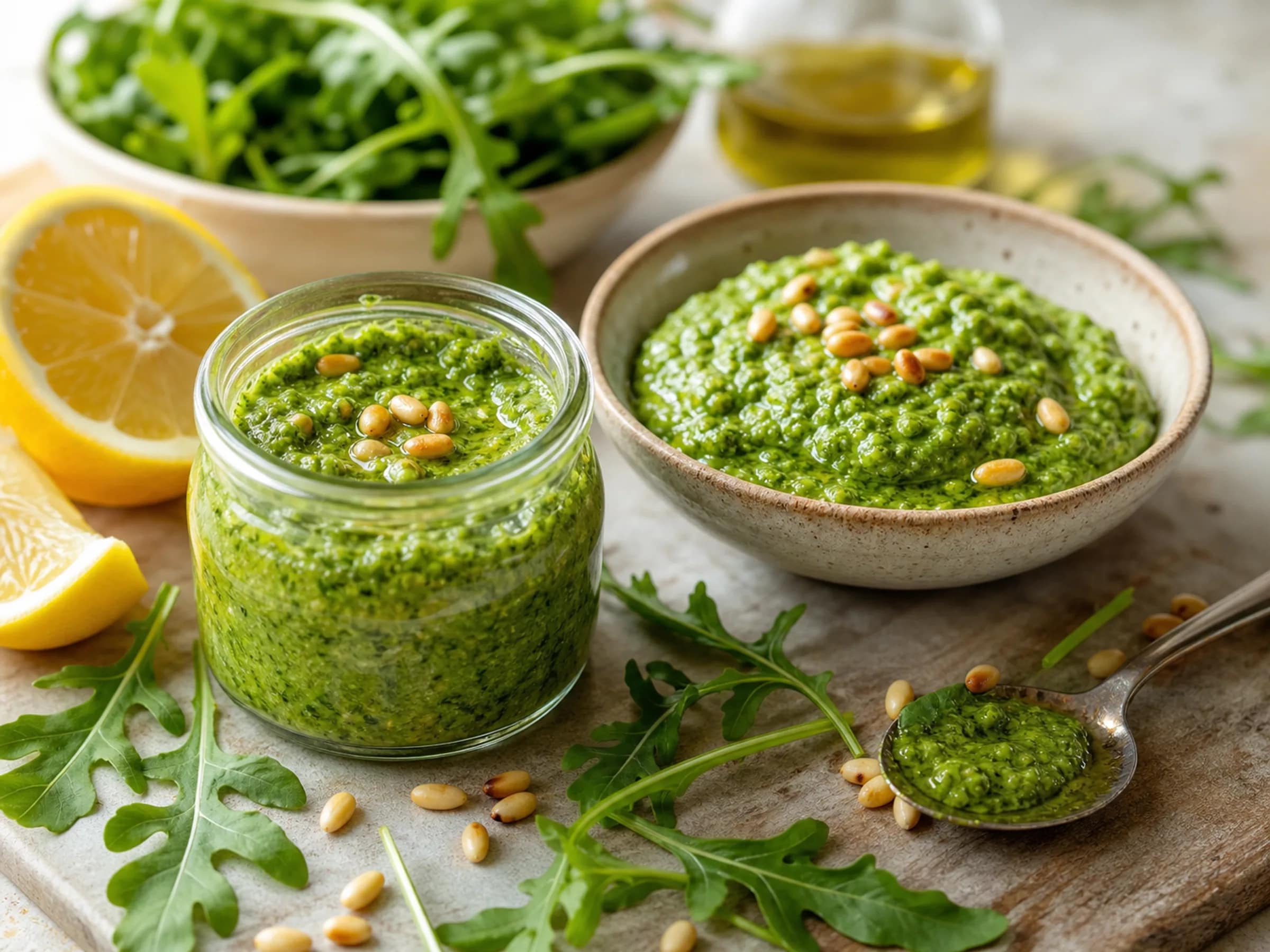 Veganes Rucola-Pesto mit Pinienkernen