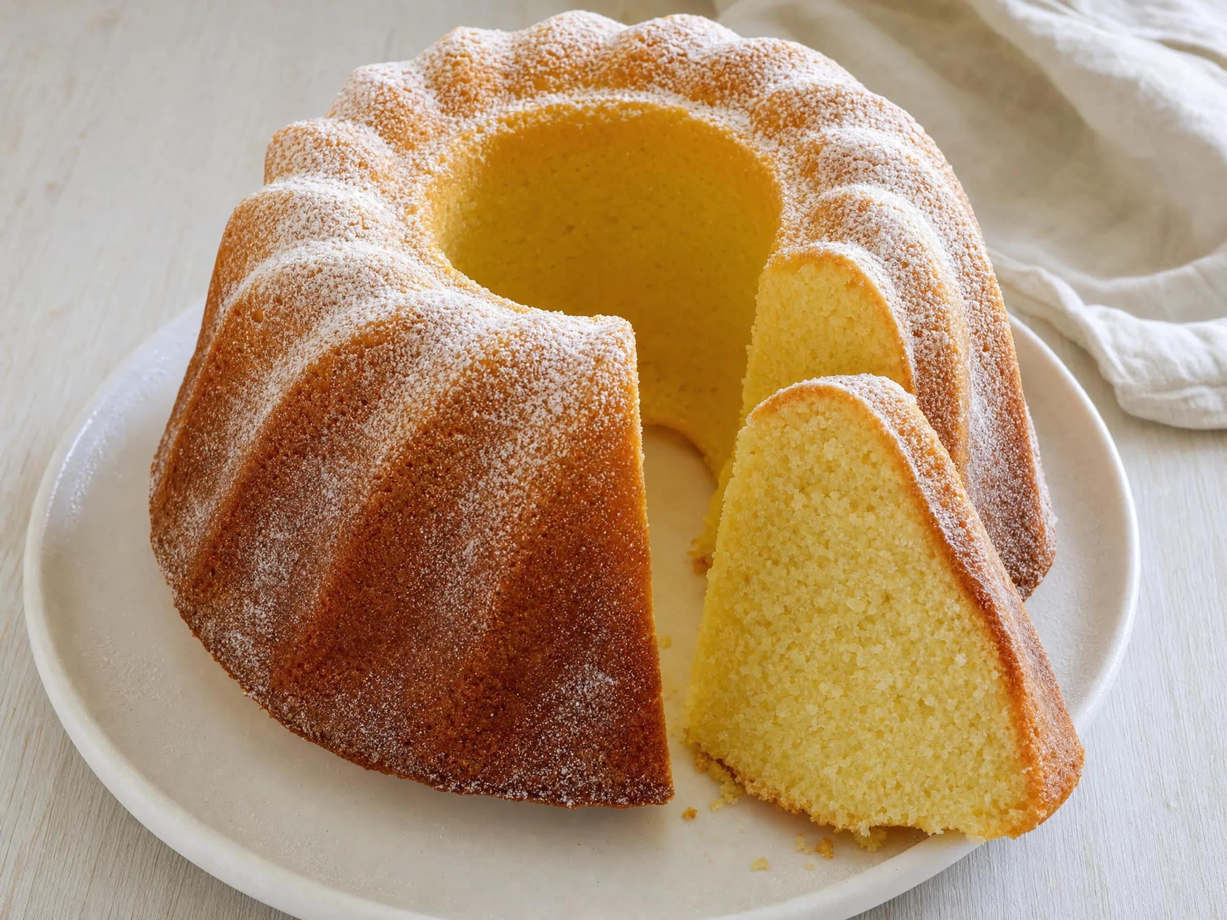 Rührkuchen aus der Gugelhupfform mit Butter und Vanille