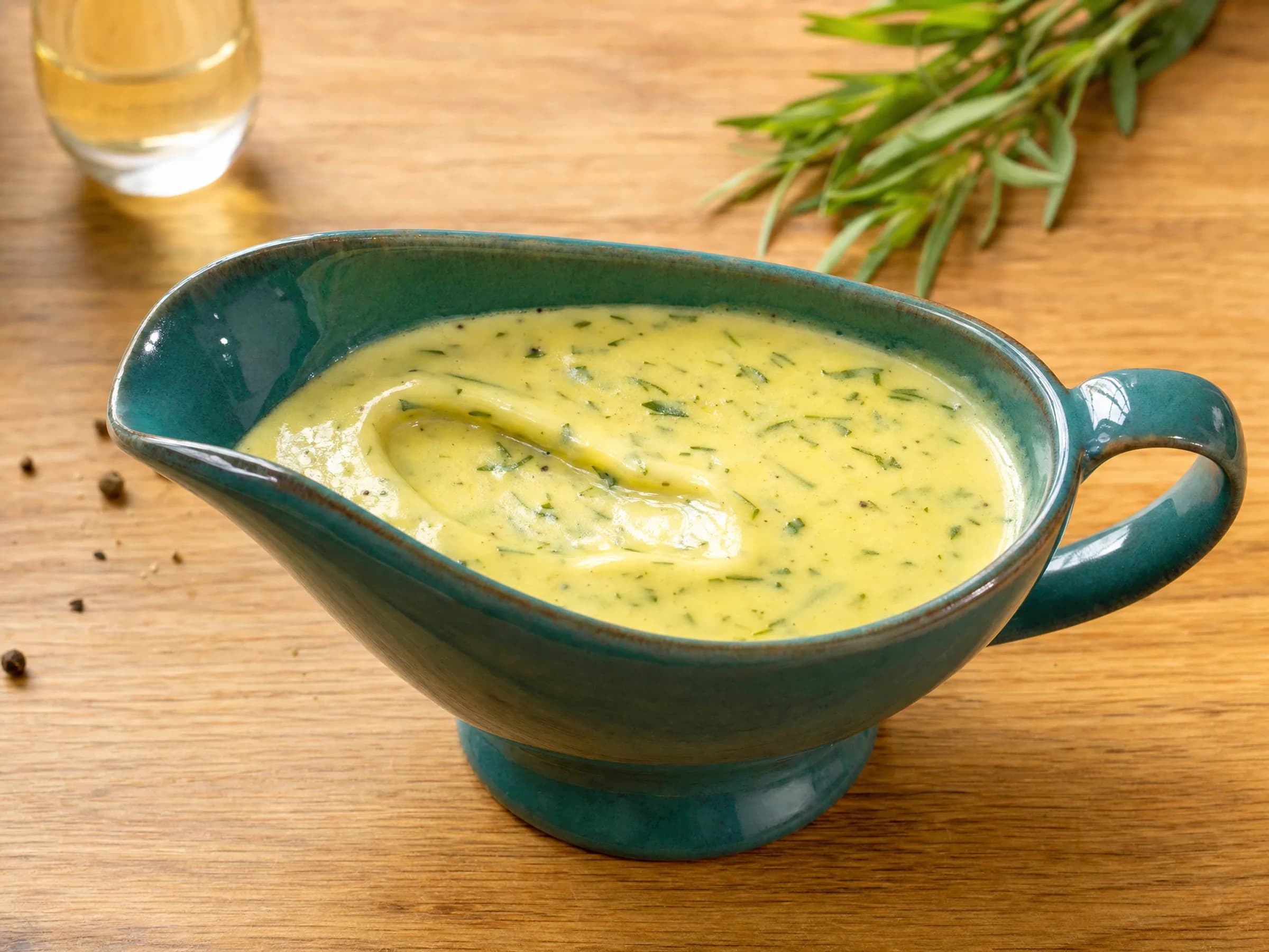 Sauce Béarnaise mit Estragonreduktion Rezeptfoto Sauce Béarnaise mit Estragonreduktion fertig angerichtet