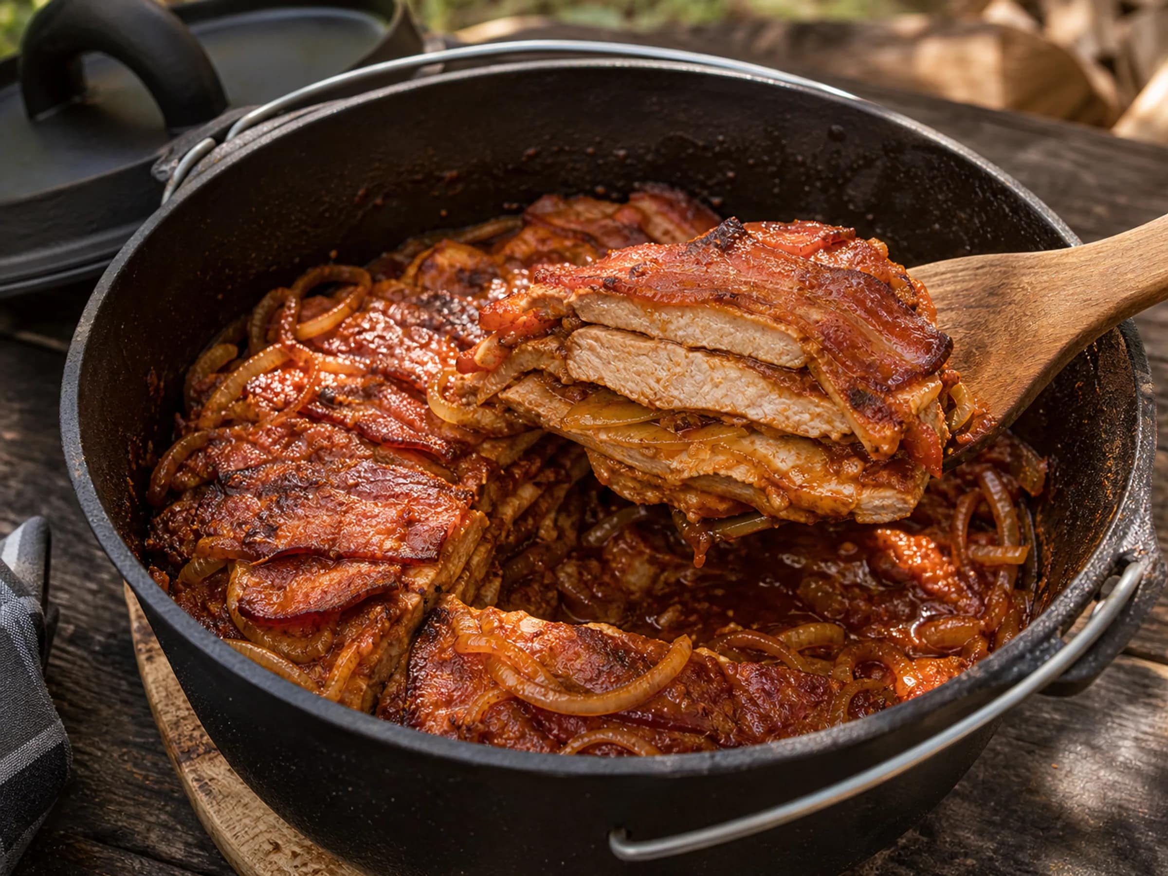 Schichtfleisch aus dem Dutch Oven