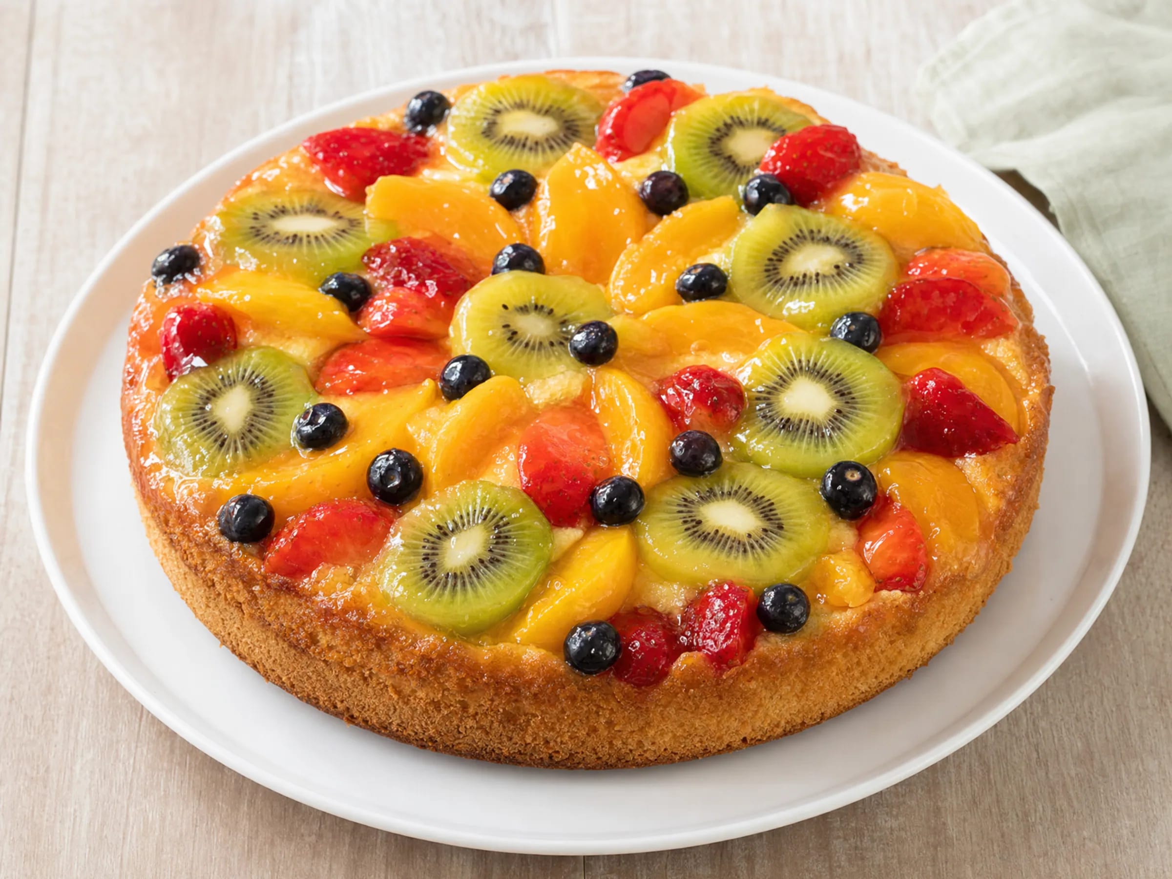 Schneller Tortenboden für Obstkuchen – locker aus Rührteig Rezeptfoto Schneller Tortenboden für Obstkuchen – locker aus Rührteig fertig angerichtet