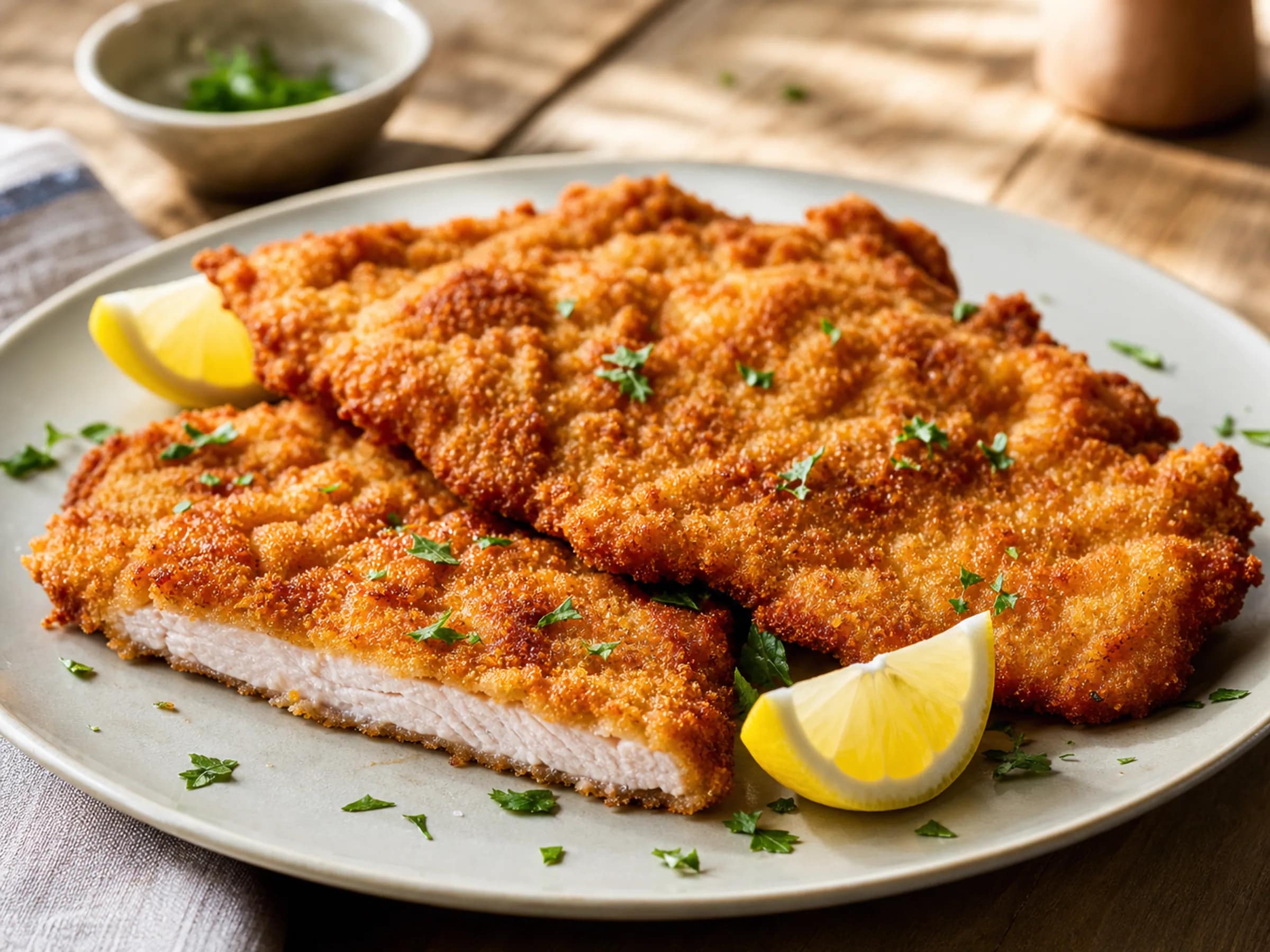 Schnitzel Wiener Art aus der Pfanne