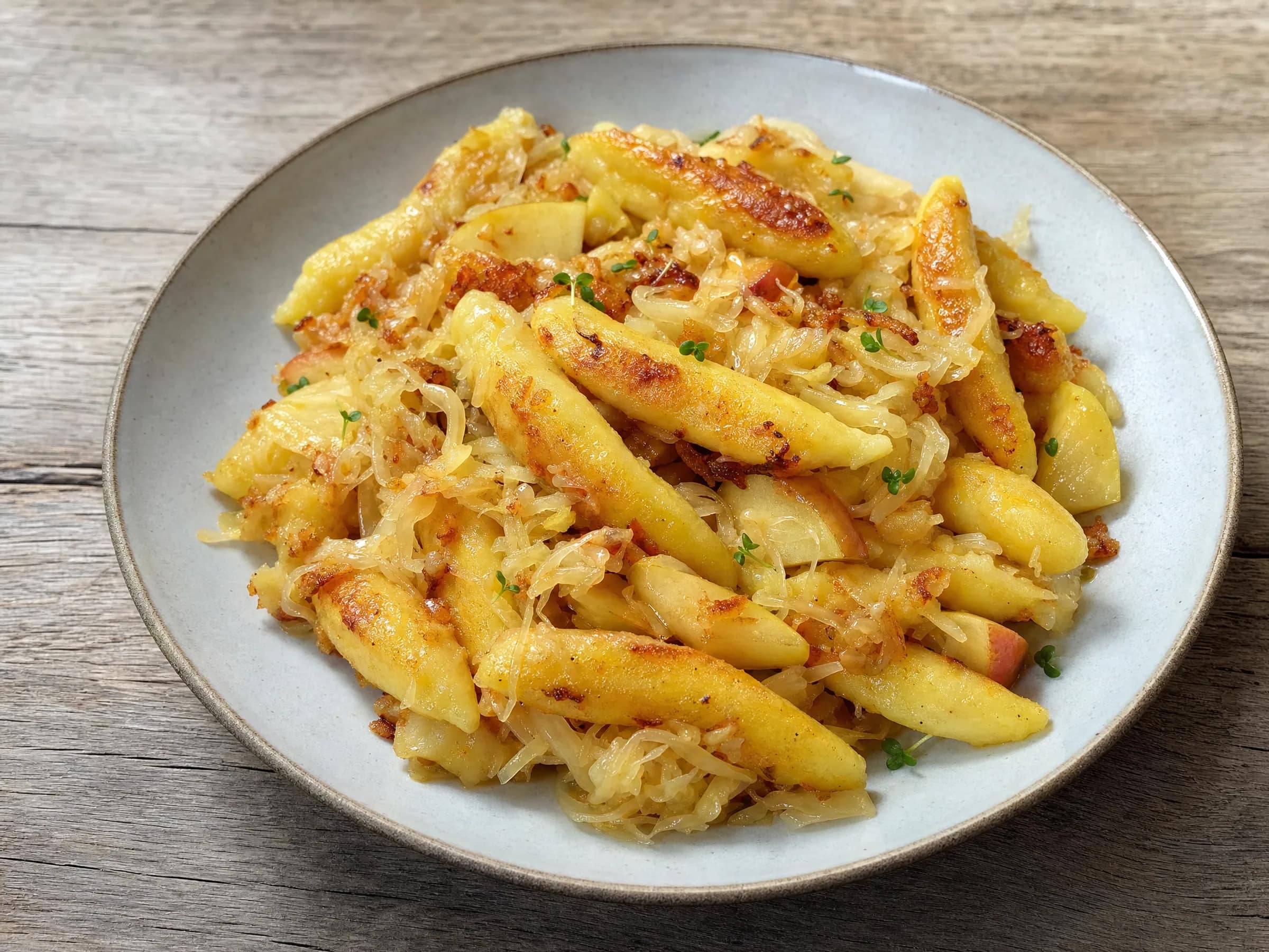 Schupfnudeln mit Sauerkraut und Butterkruste