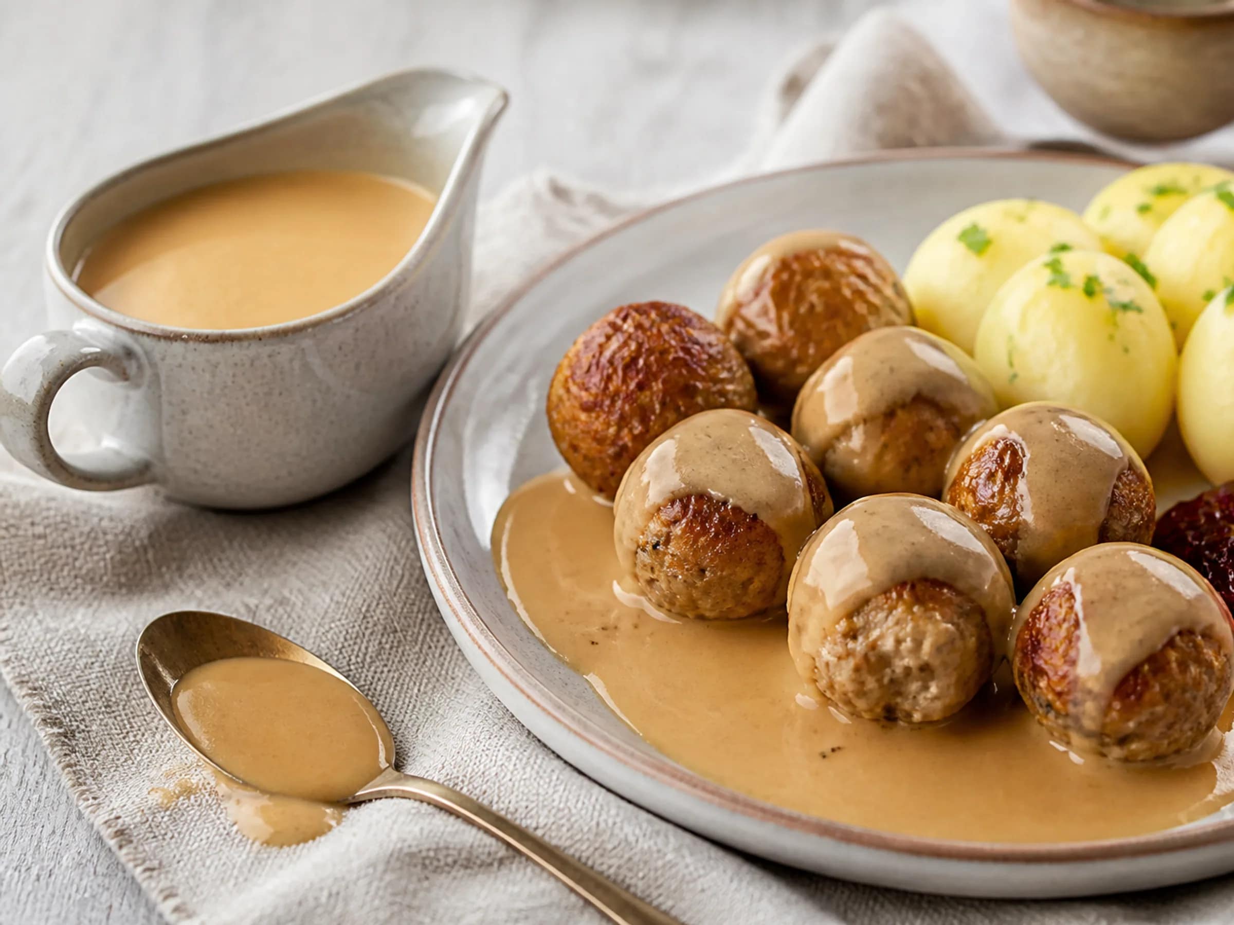 Köttbullar-Sauce mit Sahne und Fond