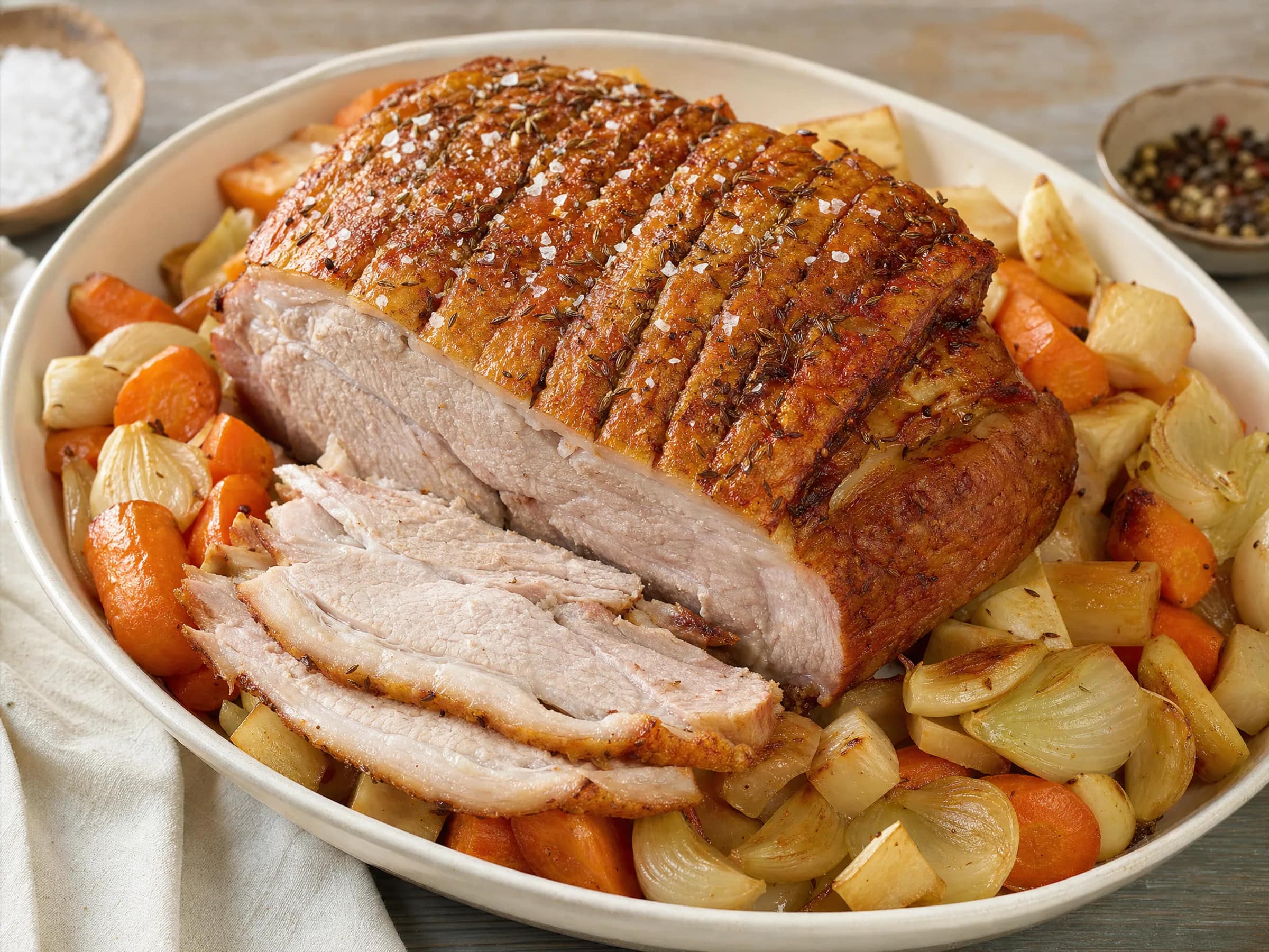 Schweinebraten mit Kruste aus dem Backofen
