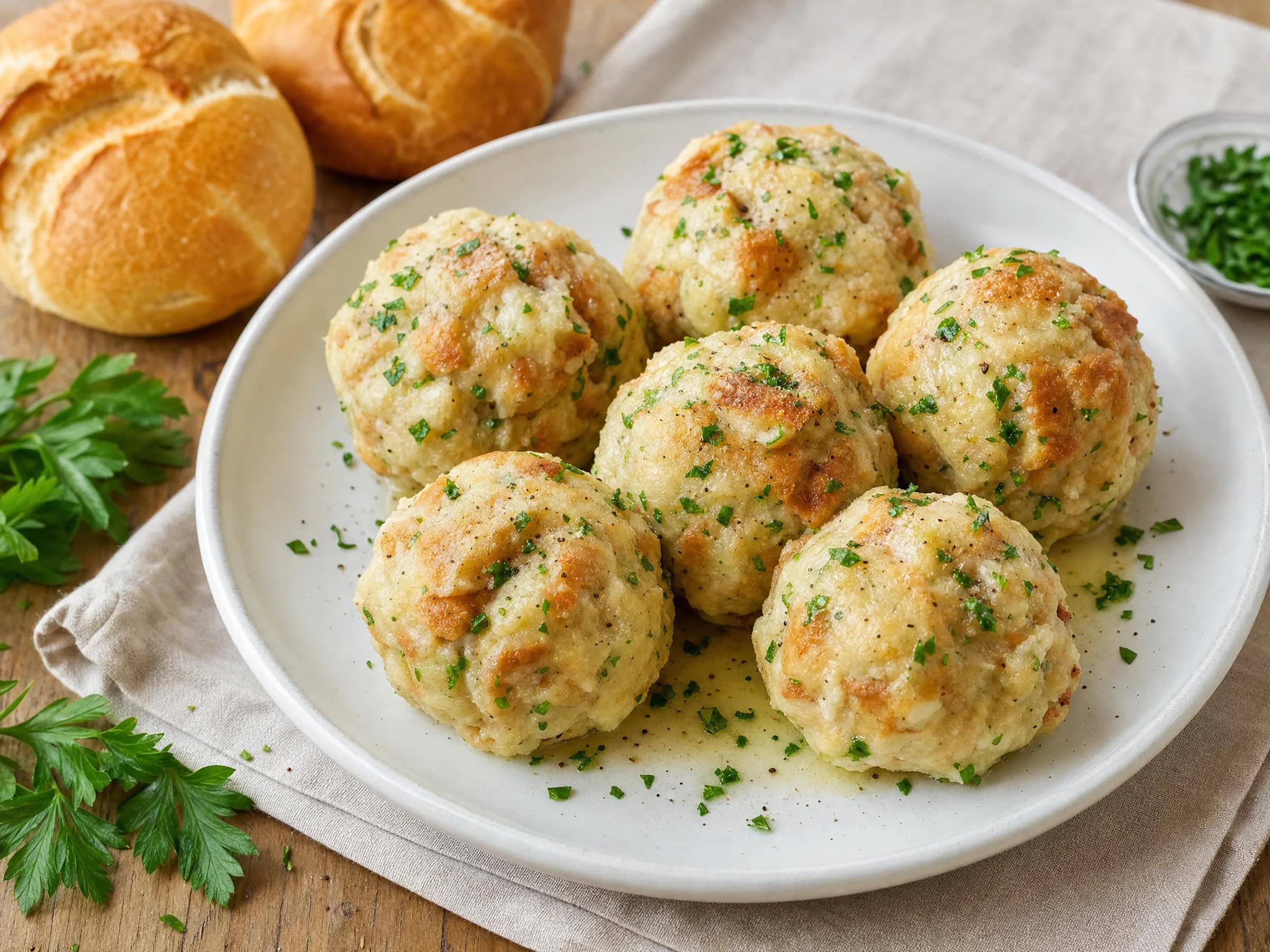 Semmelknödel aus altbackenen Brötchen – formstabil
