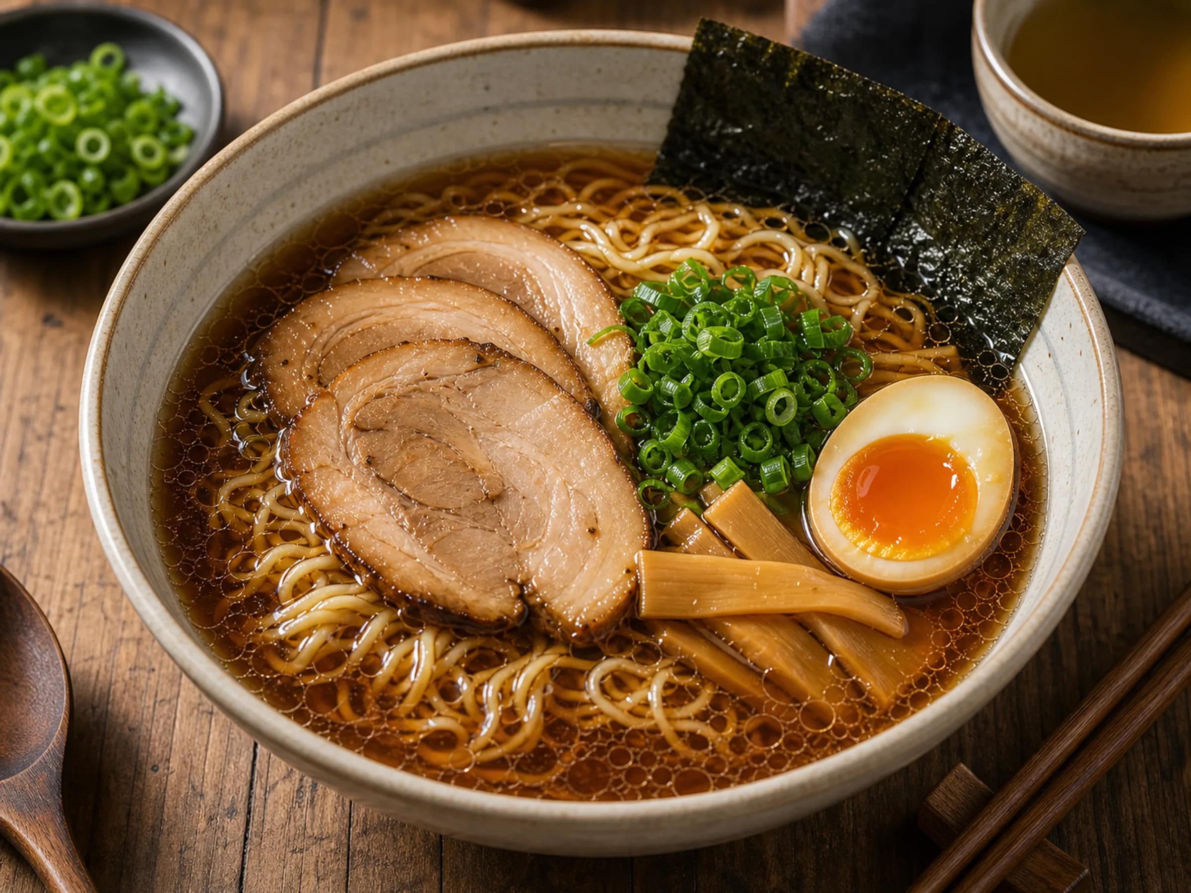 Shoyu Ramen mit klarer Brühe