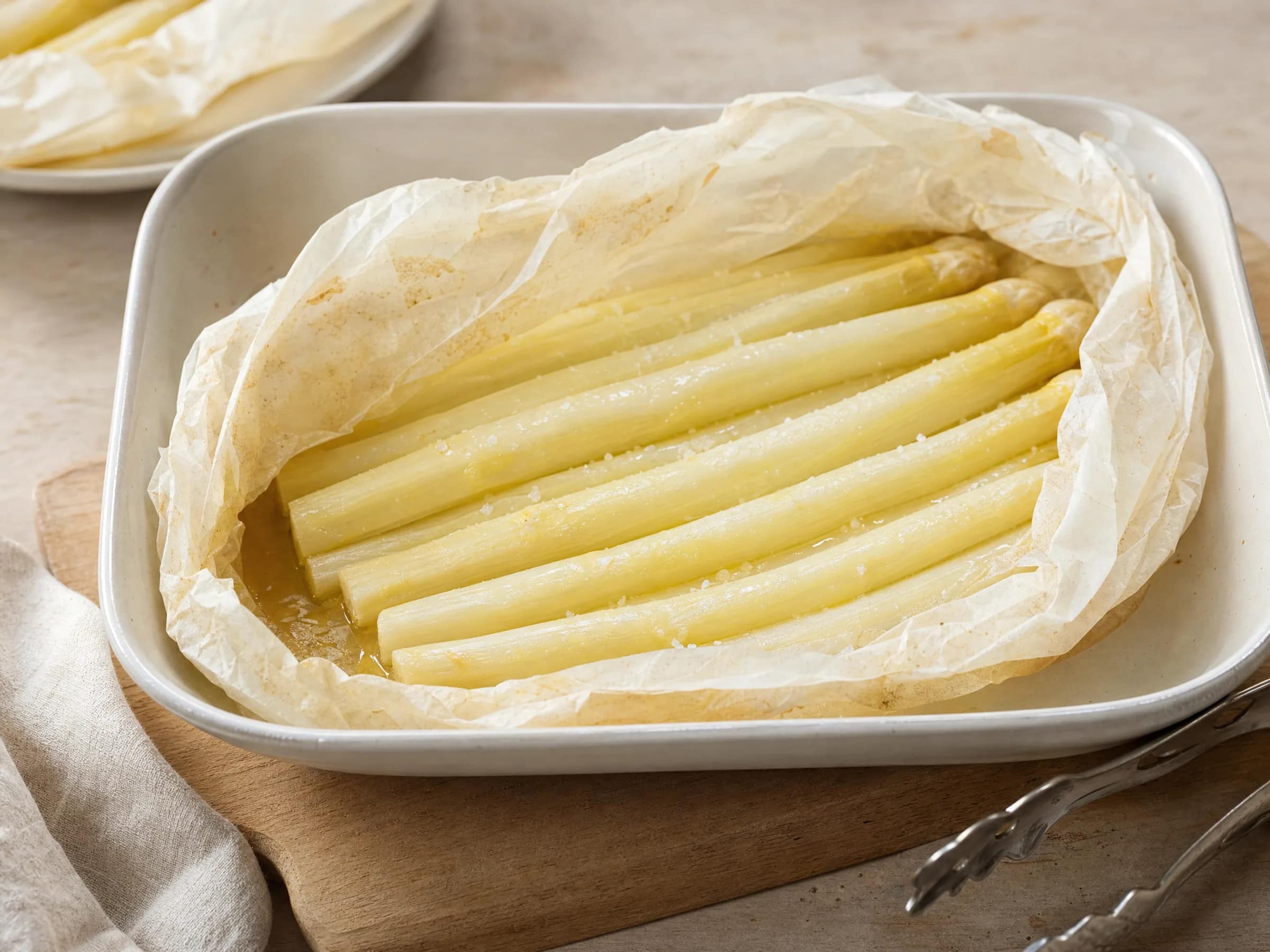 Spargel im Backofen – weißer Spargel im Backpapier