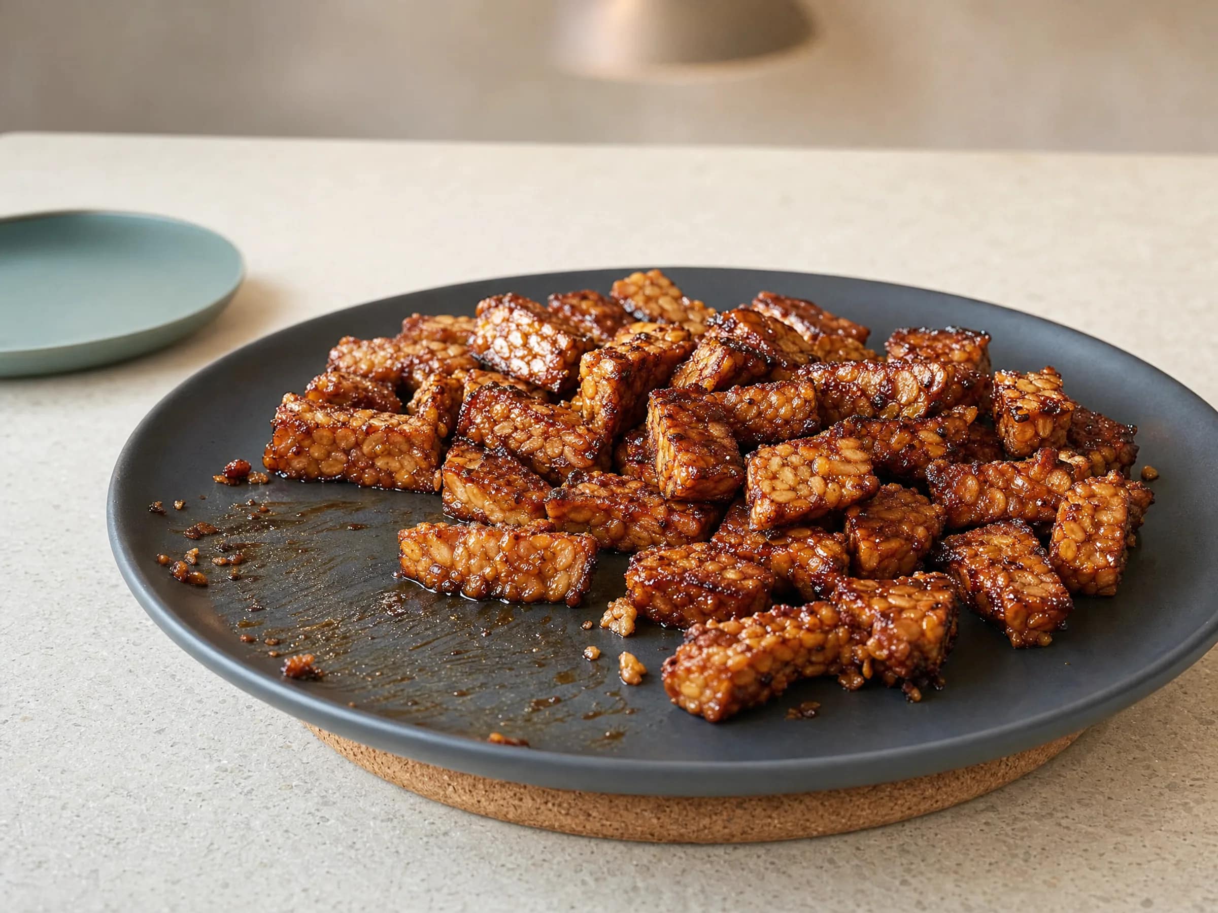 Tempeh knusprig braten und spät glasieren