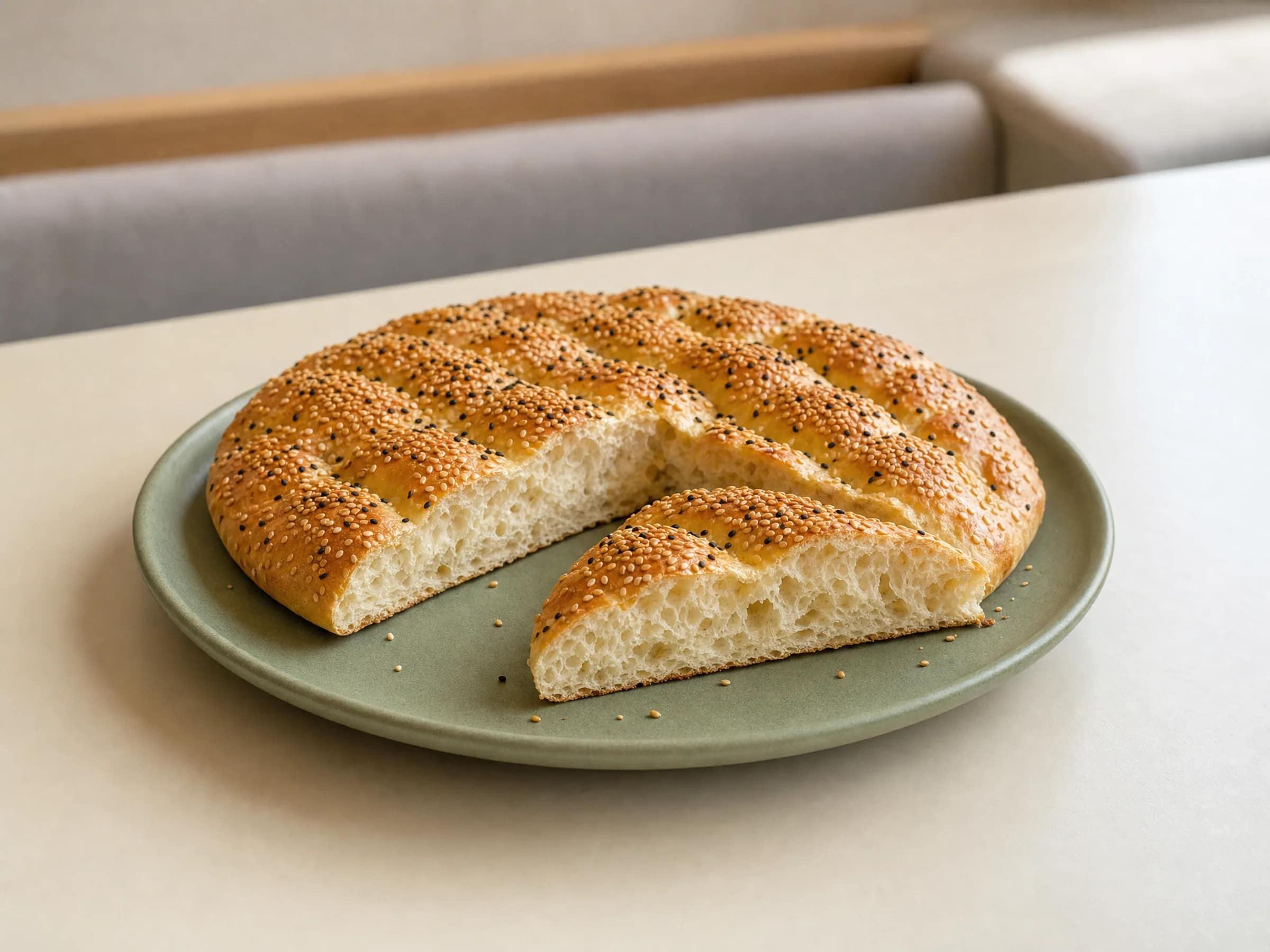 Türkisches Fladenbrot – luftig mit Sesamkruste