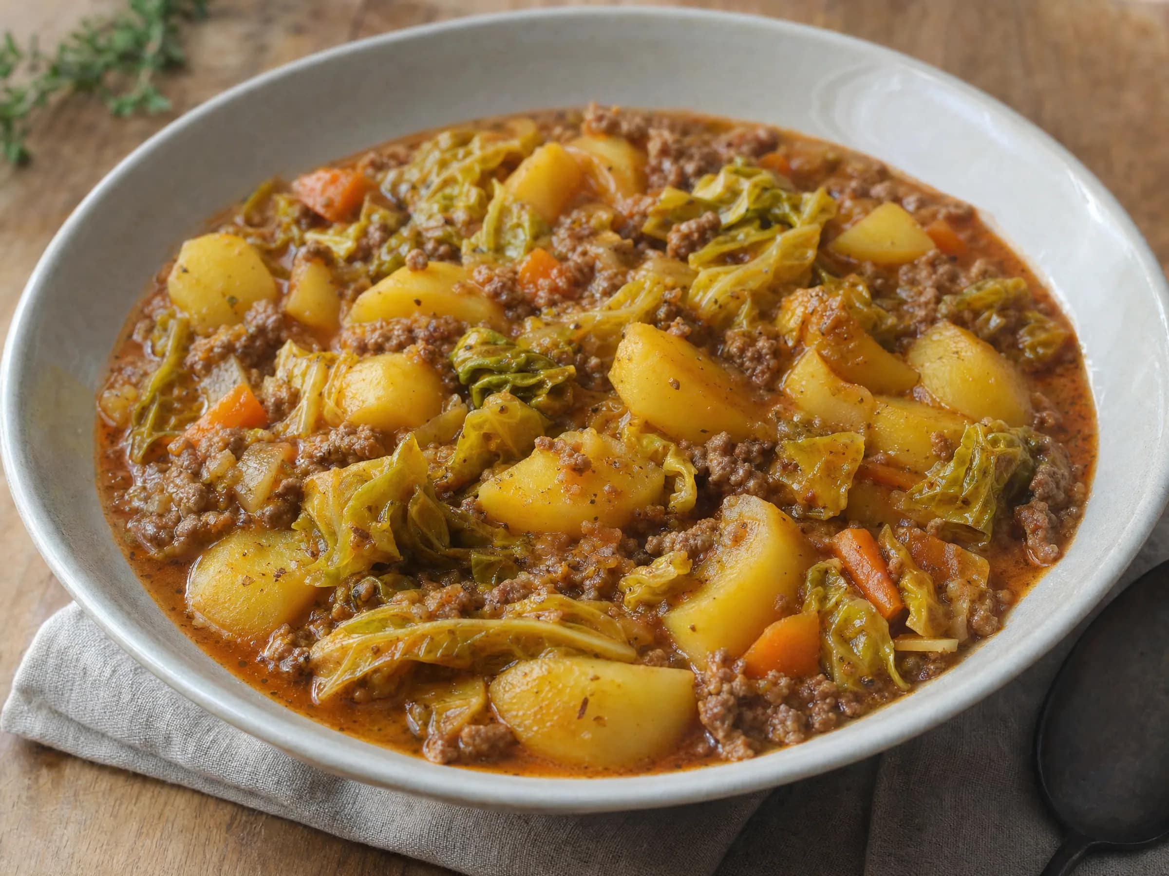 Wirsingeintopf mit Hackfleisch und Kartoffeln