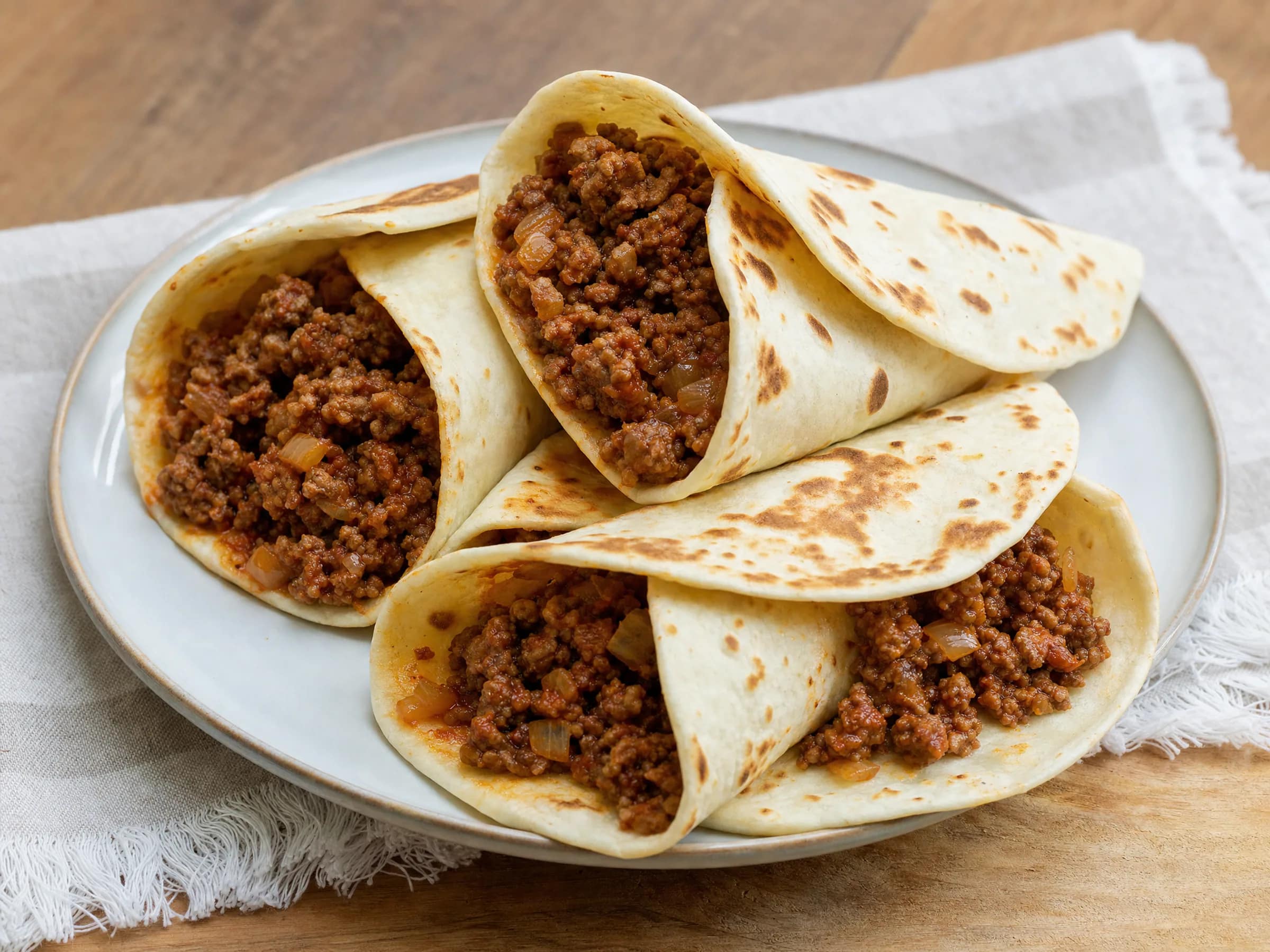 Wraps mit Hackfleisch – weiche Tortillas aus der Pfanne