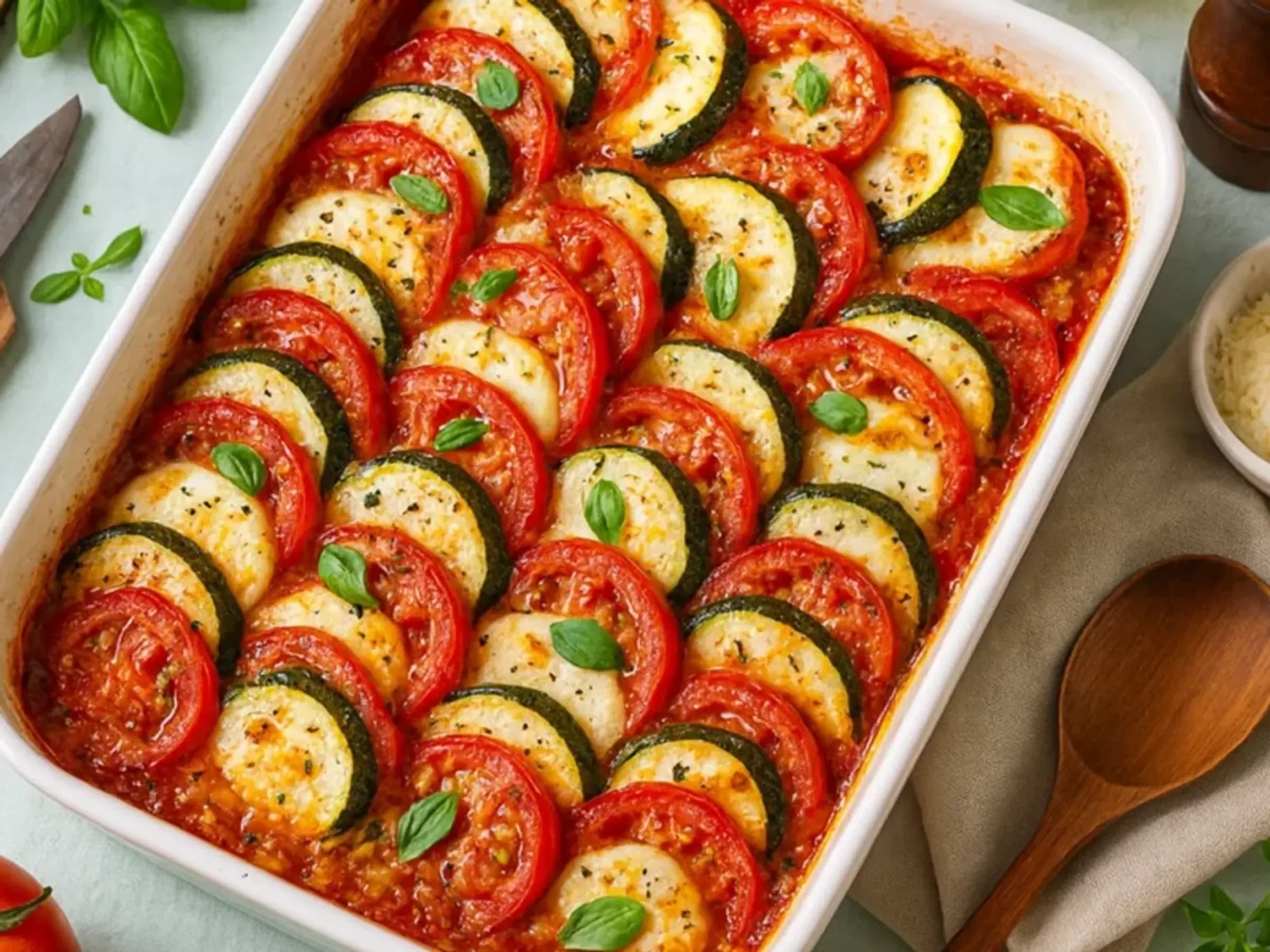 Zucchini-Tomaten-Auflauf mit Mozzarella