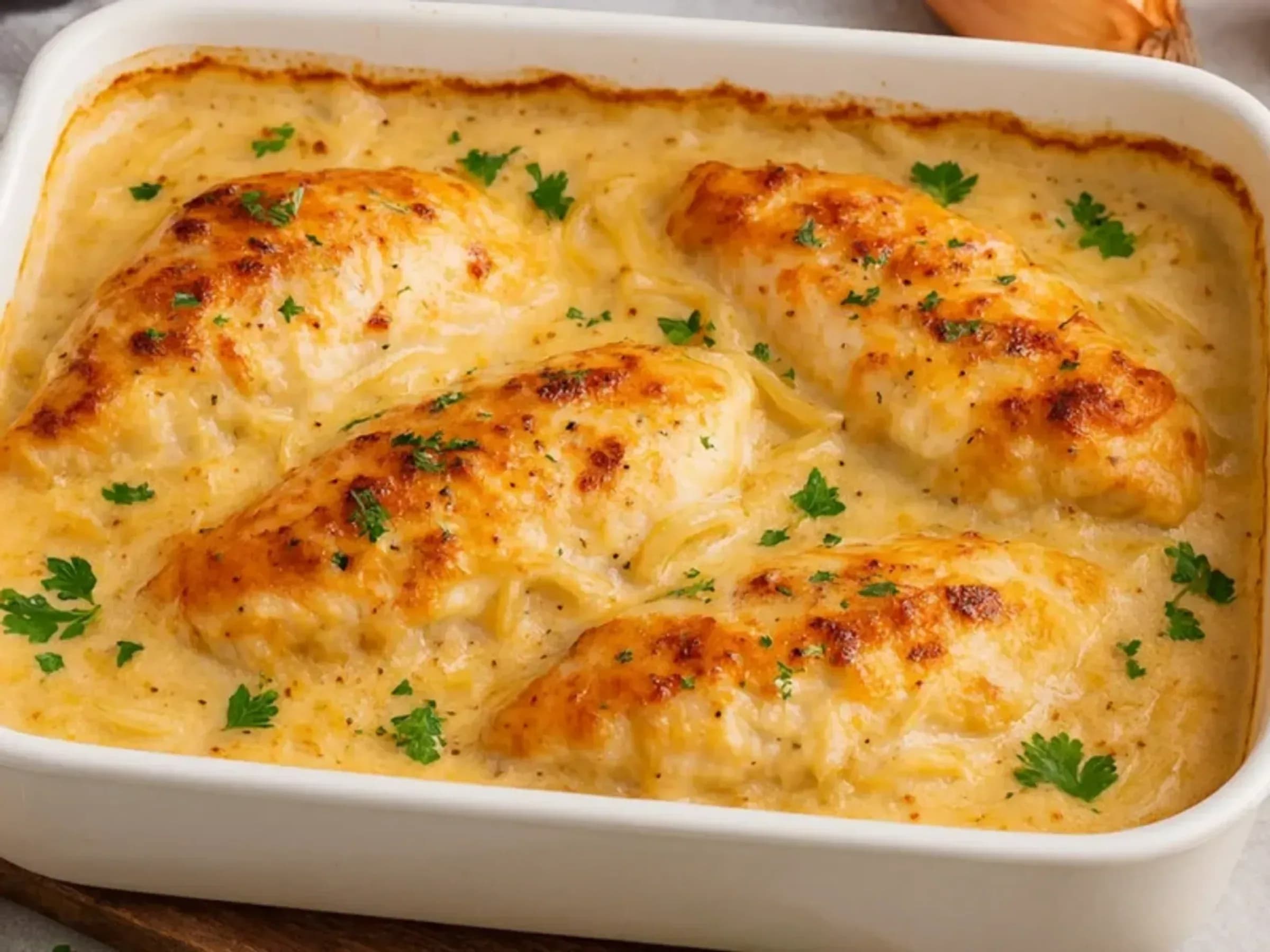 Zwiebel‑Sahne‑Hähnchen