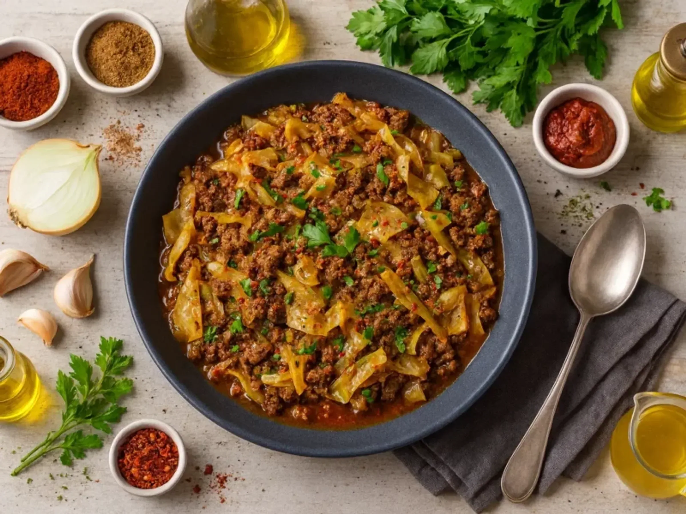 Deftige Hack-Spitzkohl-Pfanne