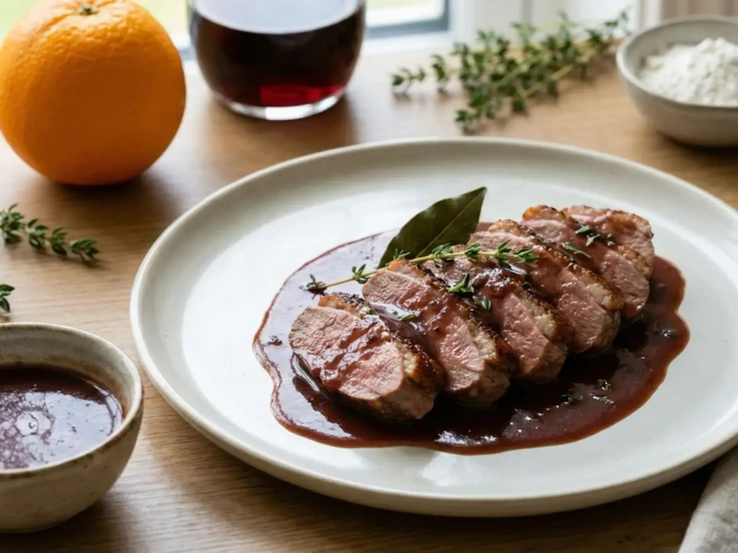 Entenbrust-Soße mit Rotwein und Orange