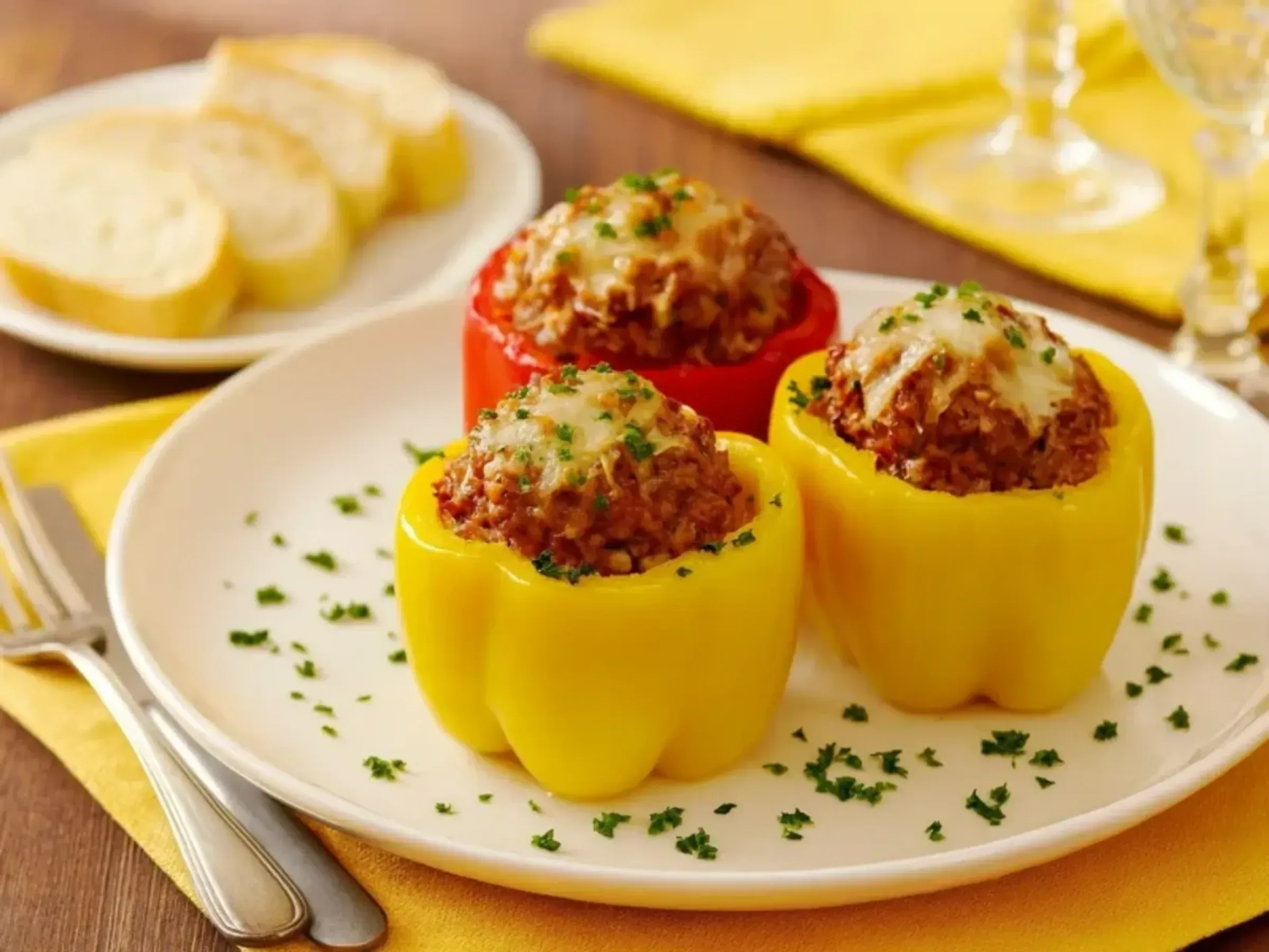 Gefüllte Paprika mit Käse überbacken