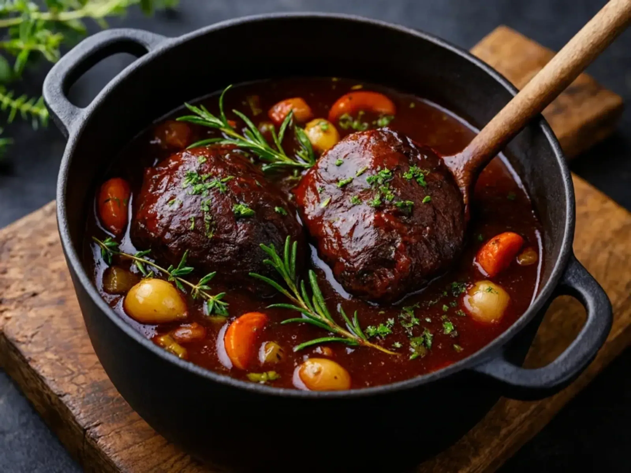 Ochsenbäckchen in Rotweinsauce