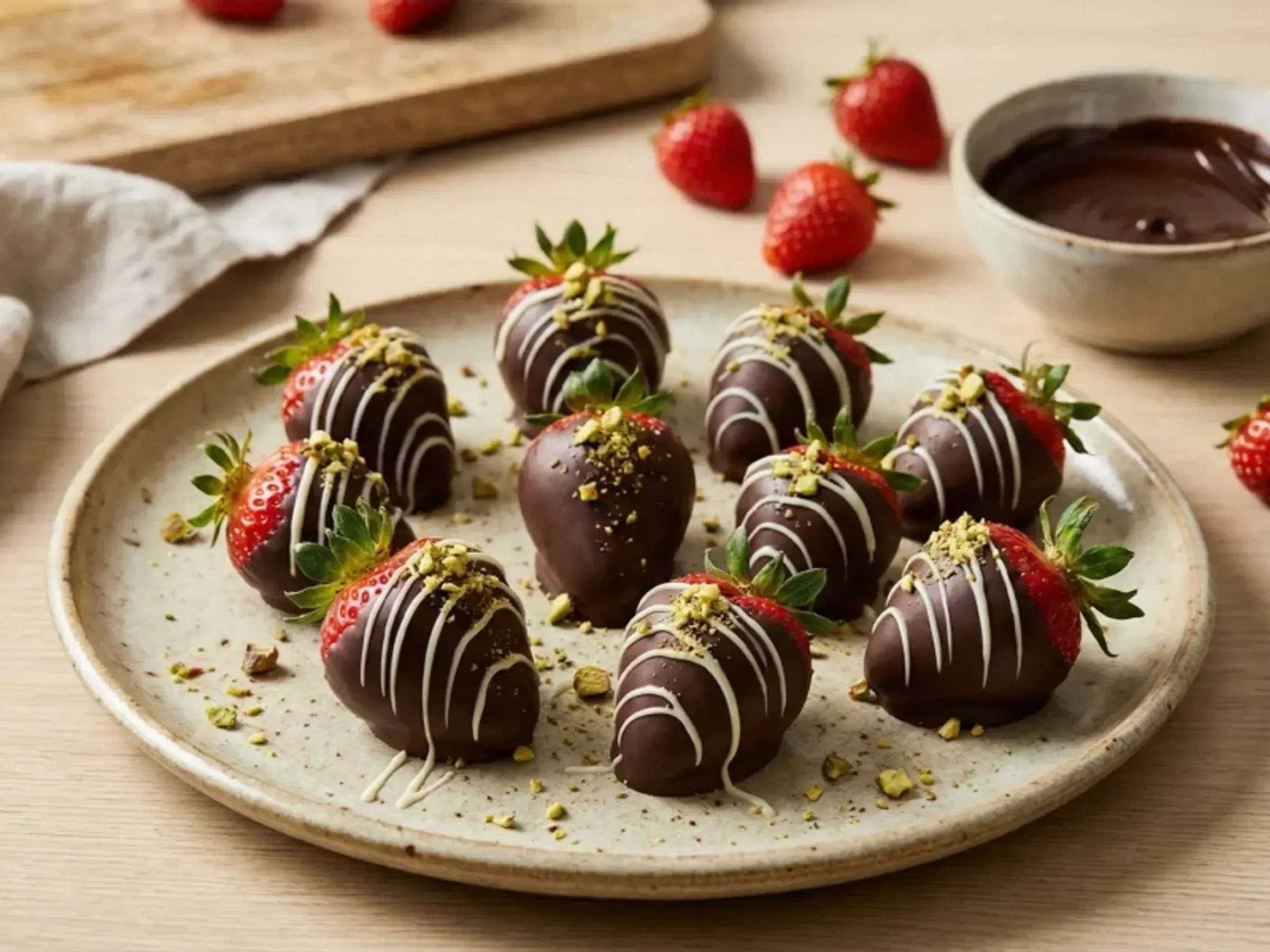 Schoko-Erdbeeren mit Zartbitterkuvertüre