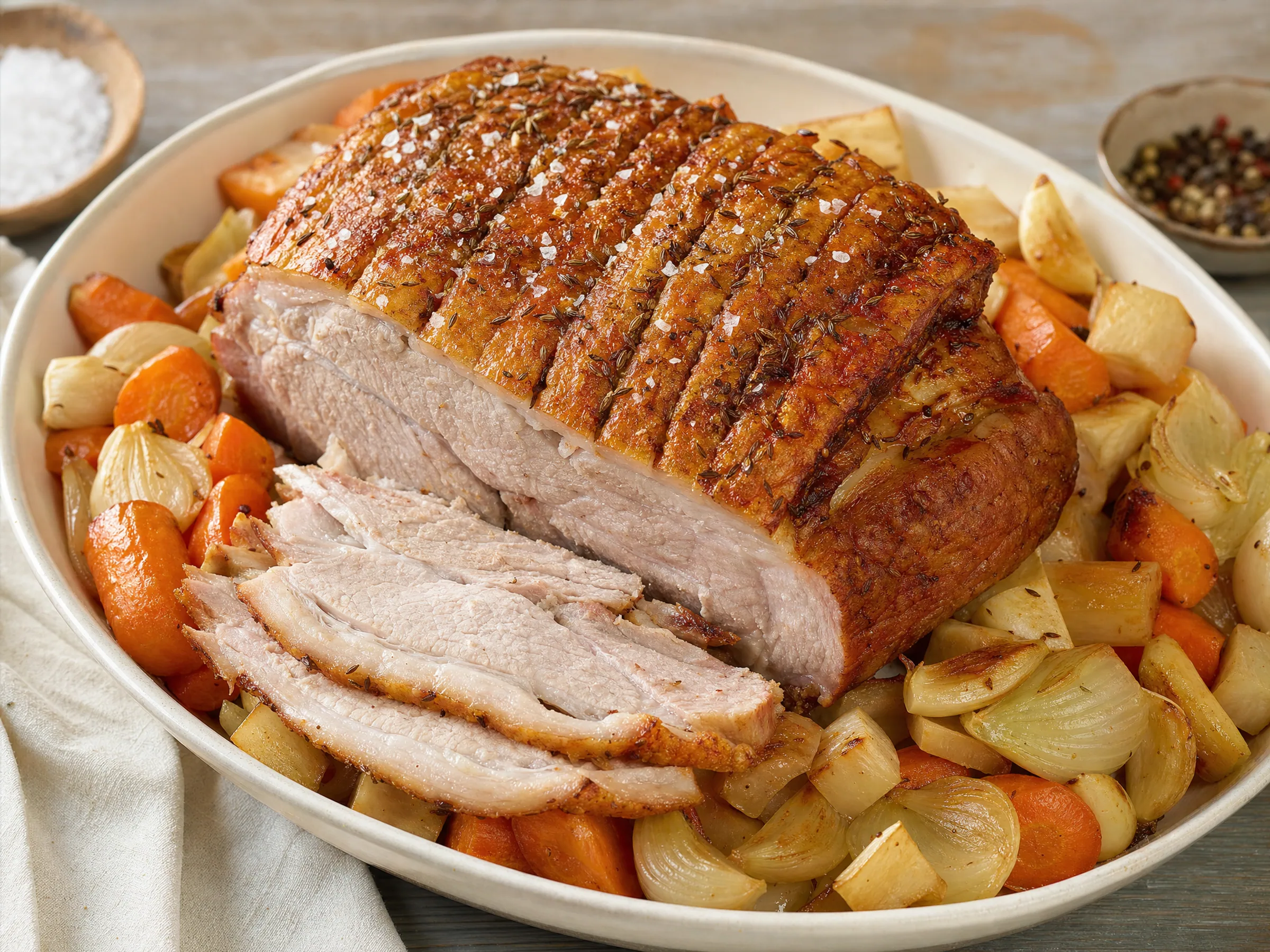 Schweinebraten mit Kruste aus dem Backofen