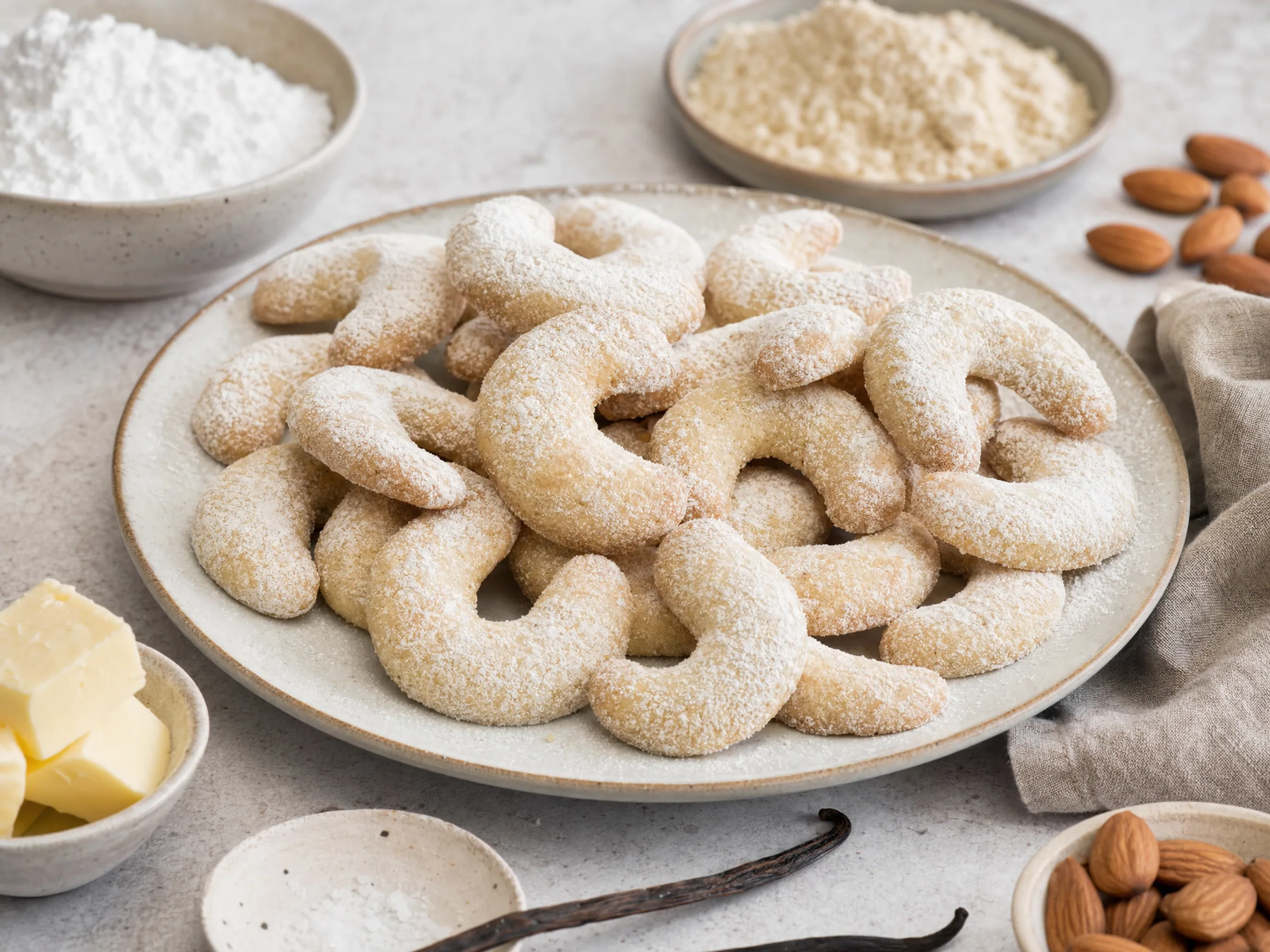 Vanillekipferl mit Mandeln – mürb und ohne Ei