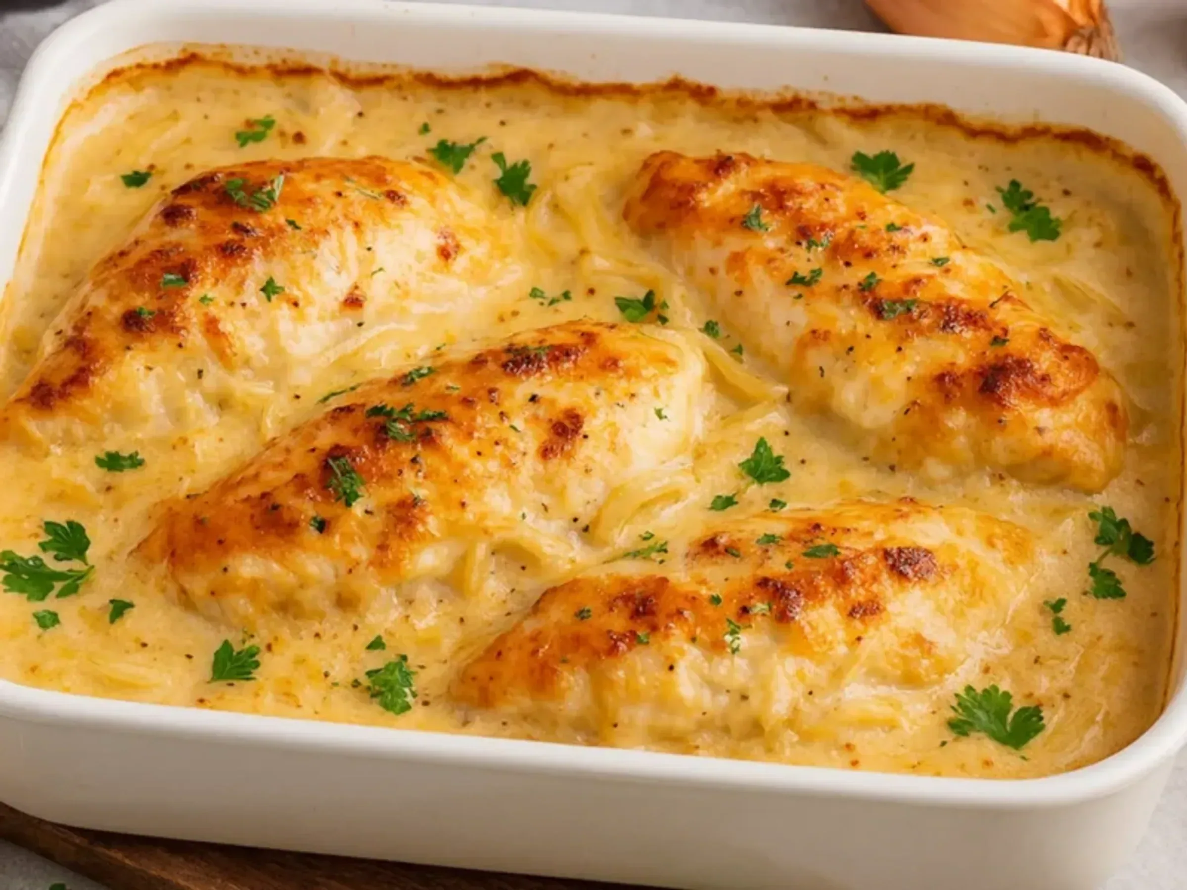 Zwiebel‑Sahne‑Hähnchen